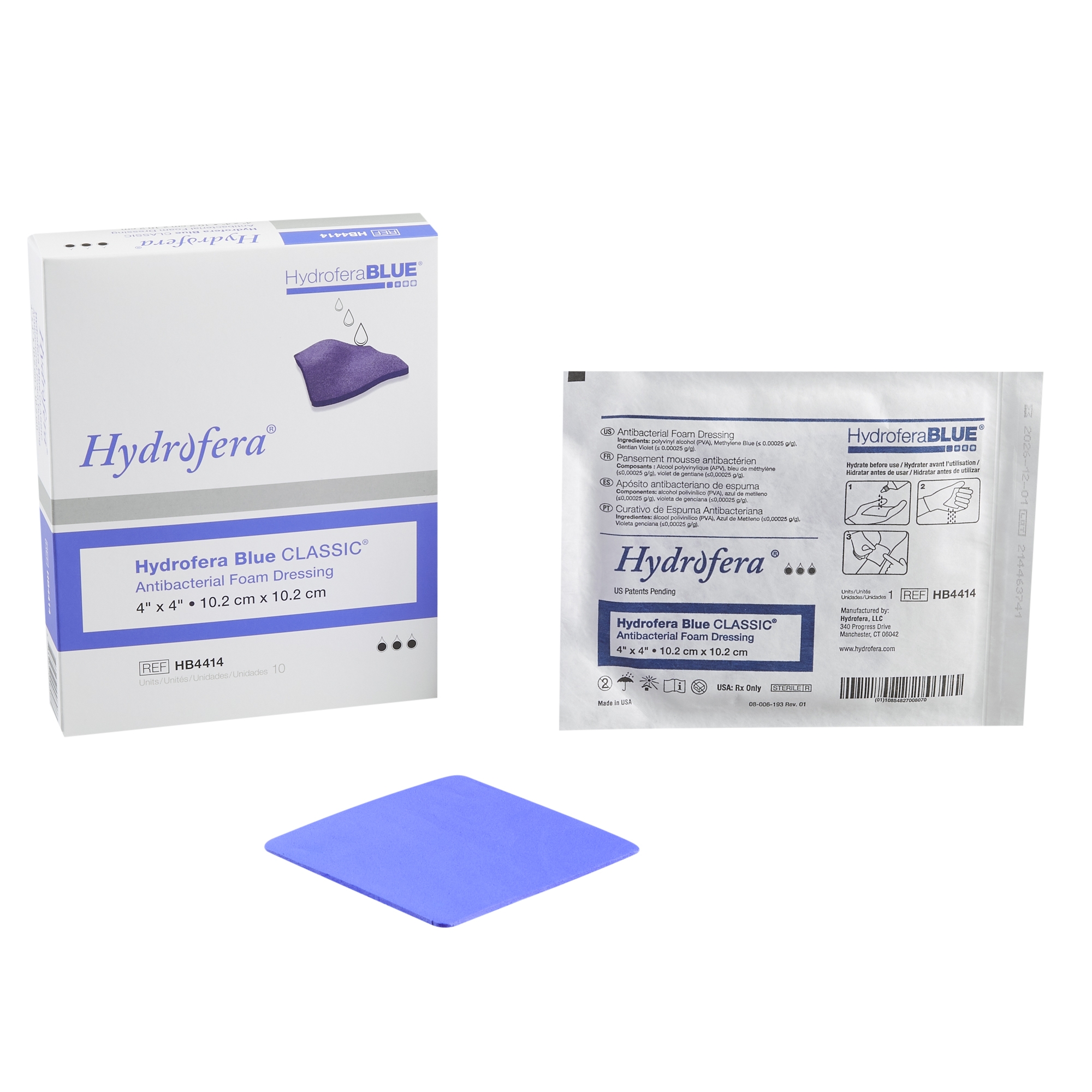 DRESSING, HYDROFERA BLUE 4X4 (10/BX) HOLSTR